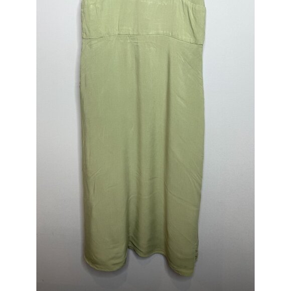 Forever 21 Sage Green Midi Dress Tie Straps Smocked Bodice M - Picture 5 of 11